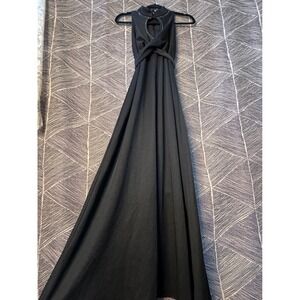 Vintage Montgomery Ward Black Maxi Disco‎ Dress Sz S/M